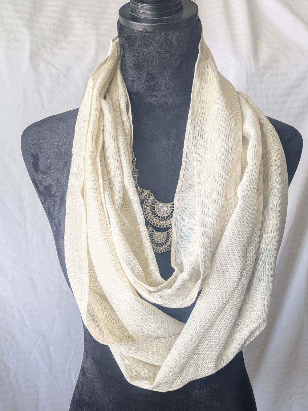 Light Cream Infinity Scarf for Women - Versatile Layering Accessory